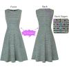 imageVFSHOW Womens Elegant Front Zipper Slim Work Business Office Party Cocktail Skater ALine DressTeal Green Plaid Tweed