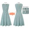 imageVFSHOW Womens Elegant Front Zipper Slim Work Business Office Party Cocktail Skater ALine DressTeal Green Tweed
