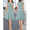 imageVFSHOW Womens Elegant Front Zipper Slim Work Business Office Party Cocktail Skater ALine DressTeal Green Tweed