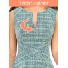imageVFSHOW Womens Elegant Front Zipper Slim Work Business Office Party Cocktail Skater ALine DressTeal Green Tweed