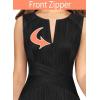 imageVFSHOW Womens Elegant Front Zipper Slim Work Business Office Party Cocktail Skater ALine DressTextured Black