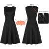 imageVFSHOW Womens Elegant Front Zipper Slim Work Business Office Party Cocktail Skater ALine DressTextured Black