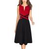 imageVFSHOW Womens Elegant Front Zipper Slim Work Business Office Party Cocktail Skater ALine DressRed and Black