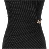 imageVFSHOW Womens Elegant Ruched Work Business Office Cocktail Party Sheath DressBlack Pinstriped Print