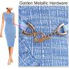 imageVFSHOW Womens Elegant Ruched Work Business Office Cocktail Party Sheath DressLight Blue and White Tweed