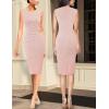 imageVFSHOW Womens Elegant Ruched Work Business Office Cocktail Party Sheath DressPink Tweed