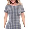 imageVFSHOW Womens Elegant Vintage Cocktail Party Mermaid Bodycon Midi MidCalf DressBlue Plaid Tweed