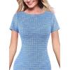 imageVFSHOW Womens Elegant Vintage Cocktail Party Mermaid Bodycon Midi MidCalf DressLight Blue and White Tweed