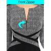 imageVFSHOW Womens Patchwork Colorblock Work Business Office Elegant Zipper up Slim ALine Skater DressBlack Tweed and Black