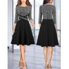 imageVFSHOW Womens Patchwork Colorblock Work Business Office Elegant Zipper up Slim ALine Skater DressBlack and White Plaid Tweed
