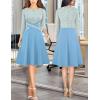 imageVFSHOW Womens Patchwork Colorblock Work Business Office Elegant Zipper up Slim ALine Skater DressBlueoff White Tweed and Light Blue