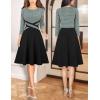 imageVFSHOW Womens Patchwork Colorblock Work Business Office Elegant Zipper up Slim ALine Skater DressGreen Tweed  Black