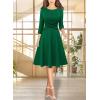 imageVFSHOW Womens Patchwork Colorblock Work Business Office Elegant Zipper up Slim ALine Skater DressGreenblack Piping