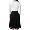 imageVFSHOW Womens Patchwork Colorblock Work Business Office Elegant Zipper up Slim ALine Skater DressOff White and Black