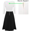 imageVFSHOW Womens Patchwork Colorblock Work Business Office Elegant Zipper up Slim ALine Skater DressOff White and Black