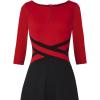 imageVFSHOW Womens Patchwork Colorblock Work Business Office Elegant Zipper up Slim ALine Skater DressRed and Black