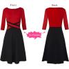 imageVFSHOW Womens Patchwork Colorblock Work Business Office Elegant Zipper up Slim ALine Skater DressRed and Black