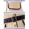 imageVFSHOW Womens Professional Work Business Casual Office Belted Elegant Lapel V Neck Buttons Fitted Pencil Sheath DressBeige and Black Piping