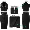 imageVFSHOW Womens Professional Work Business Casual Office Belted Elegant Lapel V Neck Buttons Fitted Pencil Sheath DressBlack and White Piping