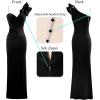 imageVFSHOW Womens Ruffle One Shoulder Strap Ruched Formal Prom Wedding Maxi Dress V Neck Elegant Split Cocktail Evening Long GownBlack Velvet