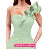 imageVFSHOW Womens Ruffle One Shoulder Strap Ruched Formal Prom Wedding Maxi Dress V Neck Elegant Split Cocktail Evening Long GownLight Green