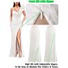 imageVFSHOW Womens Ruffle One Shoulder Strap Ruched Formal Prom Wedding Maxi Dress V Neck Elegant Split Cocktail Evening Long GownOffwhite Lace