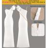 imageVFSHOW Womens Ruffle One Shoulder Strap Ruched Formal Prom Wedding Maxi Dress V Neck Elegant Split Cocktail Evening Long GownOffwhite Textured