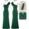 imageVFSHOW Womens Ruffle One Shoulder Strap Ruched Formal Prom Wedding Maxi Dress V Neck Elegant Split Cocktail Evening Long GownTextured Green