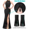 imageVFSHOW Womens Formal Sexy Halter High Slit Prom Wedding Guest Maxi Dress 2023 Illusion Sweetheart Neckline Evening Long GownBlack Floral Lacec