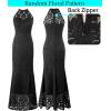 imageVFSHOW Womens Formal Sexy Halter High Slit Prom Wedding Guest Maxi Dress 2023 Illusion Sweetheart Neckline Evening Long GownBlack Floral Lacec