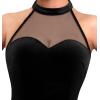 imageVFSHOW Womens Formal Sexy Halter High Slit Prom Wedding Guest Maxi Dress 2023 Illusion Sweetheart Neckline Evening Long GownBlack Velvet