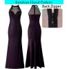 imageVFSHOW Womens Formal Sexy Halter High Slit Prom Wedding Guest Maxi Dress 2023 Illusion Sweetheart Neckline Evening Long GownBlack With Purple Metallic Stitching