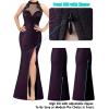 imageVFSHOW Womens Formal Sexy Halter High Slit Prom Wedding Guest Maxi Dress 2023 Illusion Sweetheart Neckline Evening Long GownBlack With Purple Metallic Stitching