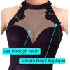 imageVFSHOW Womens Formal Sexy Halter High Slit Prom Wedding Guest Maxi Dress 2023 Illusion Sweetheart Neckline Evening Long GownBlack With Purple Metallic Stitching