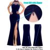imageVFSHOW Womens Formal Sexy Halter High Slit Prom Wedding Guest Maxi Dress 2023 Illusion Sweetheart Neckline Evening Long GownDark Blue Velvet