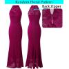 imageVFSHOW Womens Formal Sexy Halter High Slit Prom Wedding Guest Maxi Dress 2023 Illusion Sweetheart Neckline Evening Long GownFuchsia Lace