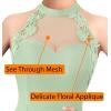 imageVFSHOW Womens Formal Sexy Halter High Slit Prom Wedding Guest Maxi Dress 2023 Illusion Sweetheart Neckline Evening Long GownSolid Sage Green