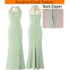 imageVFSHOW Womens Formal Sexy Halter High Slit Prom Wedding Guest Maxi Dress 2023 Illusion Sweetheart Neckline Evening Long GownSolid Sage Green