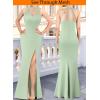 imageVFSHOW Womens Formal Sexy Halter High Slit Prom Wedding Guest Maxi Dress 2023 Illusion Sweetheart Neckline Evening Long GownSolid Sage Green