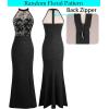 imageVFSHOW Womens Formal Sexy Halter High Slit Prom Wedding Guest Maxi Dress 2023 Illusion Sweetheart Neckline Evening Long GownSparkly Black  Floral Embroidery