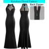 imageVFSHOW Womens Formal Sexy Halter High Slit Prom Wedding Guest Maxi Dress 2023 Illusion Sweetheart Neckline Evening Long GownSparkly Blacka