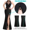 imageVFSHOW Womens Formal Sexy Halter High Slit Prom Wedding Guest Maxi Dress 2023 Illusion Sweetheart Neckline Evening Long GownSparkly Blackc