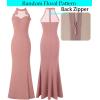 imageVFSHOW Womens Formal Sexy Halter High Slit Prom Wedding Guest Maxi Dress 2023 Illusion Sweetheart Neckline Evening Long GownSparkly Blush Pink