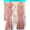 imageVFSHOW Womens Formal Sexy Halter High Slit Prom Wedding Guest Maxi Dress 2023 Illusion Sweetheart Neckline Evening Long GownSparkly Blush Pink