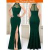 imageVFSHOW Womens Formal Sexy Halter High Slit Prom Wedding Guest Maxi Dress 2023 Illusion Sweetheart Neckline Evening Long GownSparkly Dark Green