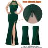 imageVFSHOW Womens Formal Sexy Halter High Slit Prom Wedding Guest Maxi Dress 2023 Illusion Sweetheart Neckline Evening Long GownSparkly Dark Green