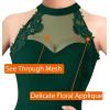 imageVFSHOW Womens Formal Sexy Halter High Slit Prom Wedding Guest Maxi Dress 2023 Illusion Sweetheart Neckline Evening Long GownSparkly Dark Green