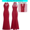 imageVFSHOW Womens Formal Sexy Halter High Slit Prom Wedding Guest Maxi Dress 2023 Illusion Sweetheart Neckline Evening Long GownSparkly Redb