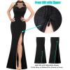 imageVFSHOW Womens Formal Sexy Halter High Slit Prom Wedding Guest Maxi Dress 2023 Illusion Sweetheart Neckline Evening Long GownTextured Black