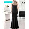 imageVFSHOW Womens Formal Sexy Halter High Slit Prom Wedding Guest Maxi Dress 2023 Illusion Sweetheart Neckline Evening Long GownTextured Black